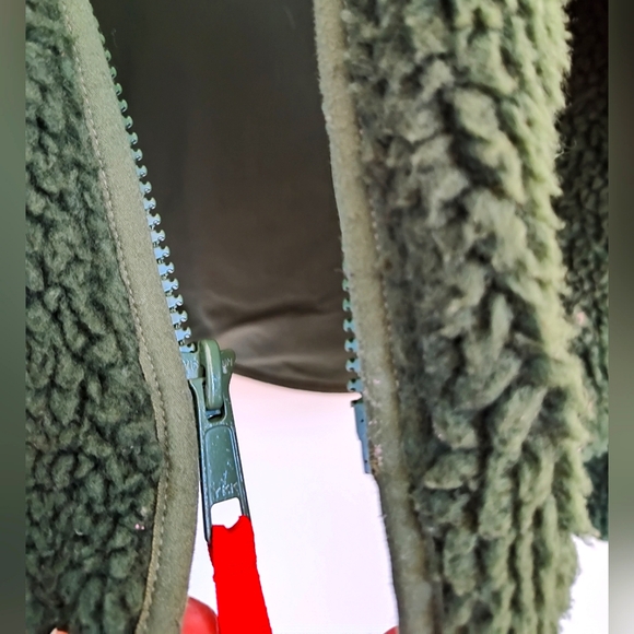 Topo Designs Sherpa Reversible Coat Jacket Zipper Pockets Green - Picture 4 of 12